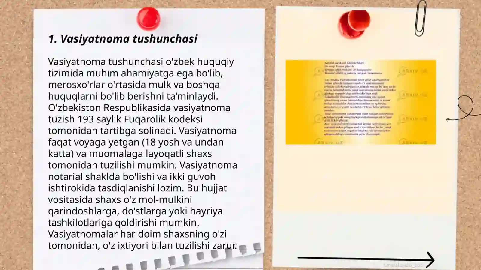 Vasiyatnoma haqida slayd 3