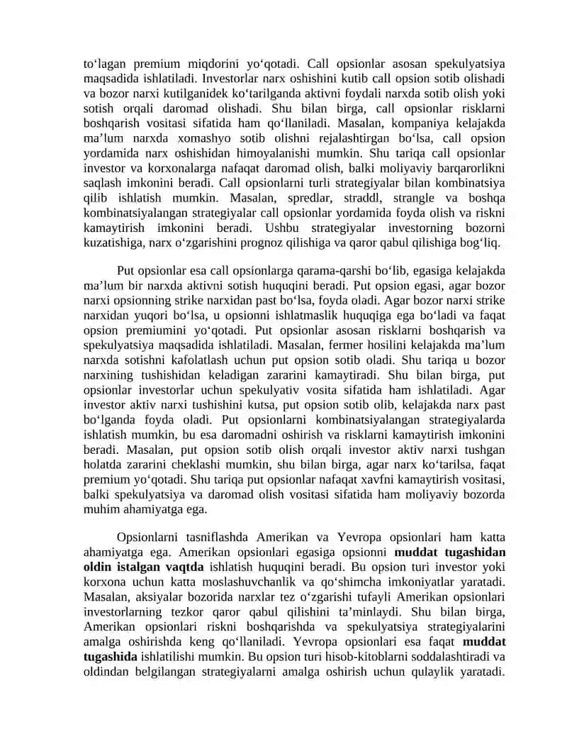 Opsionlar mohiyati va qo‘llanilishi 3