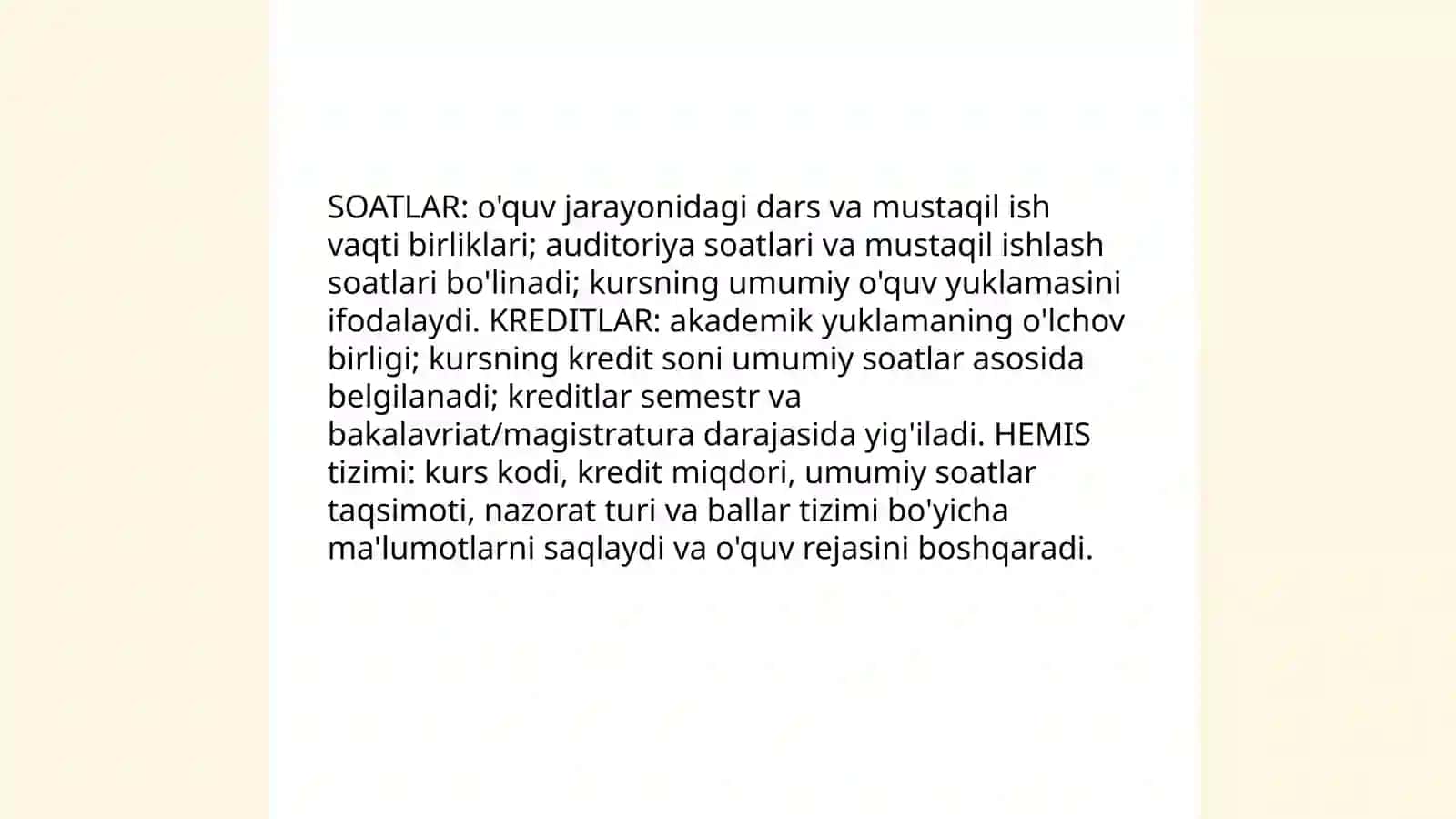 SOATLAR |KREDITLAR hemis tizimi 3