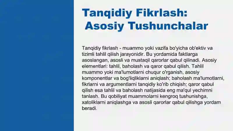 Tanqidiy fikrlashning oʻn qoidasi 3