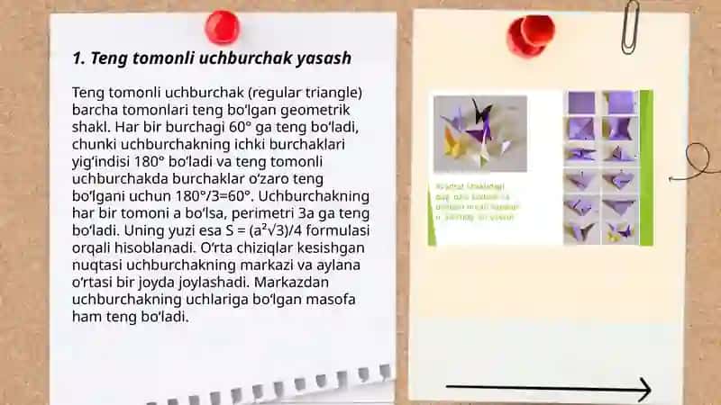 Ekkta tomoni va ular orasidagi burchagi buyicha uchburchak yasash 3