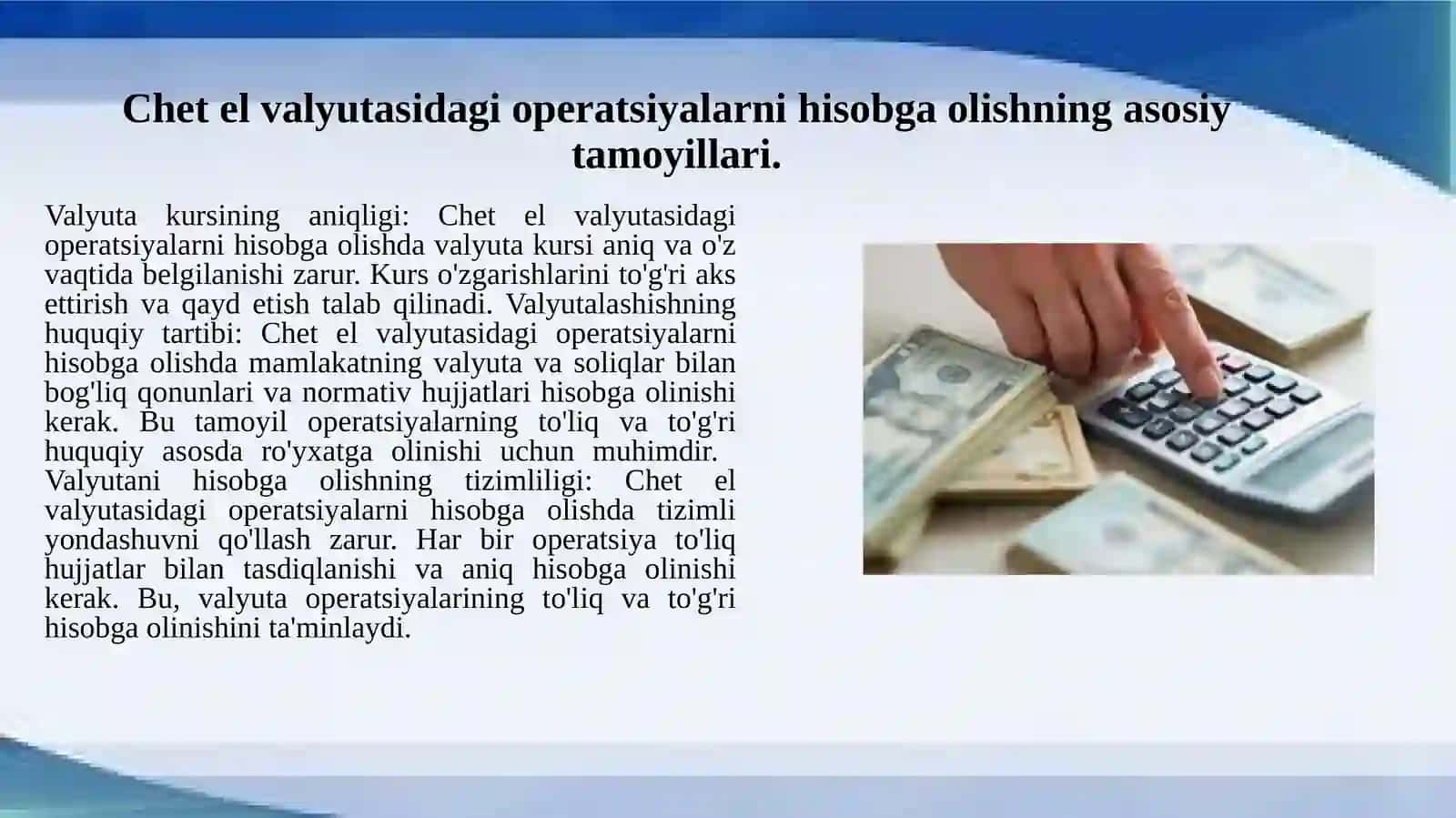 Chet elvalyutasidagi operatsiyalarni hisobga olish 3