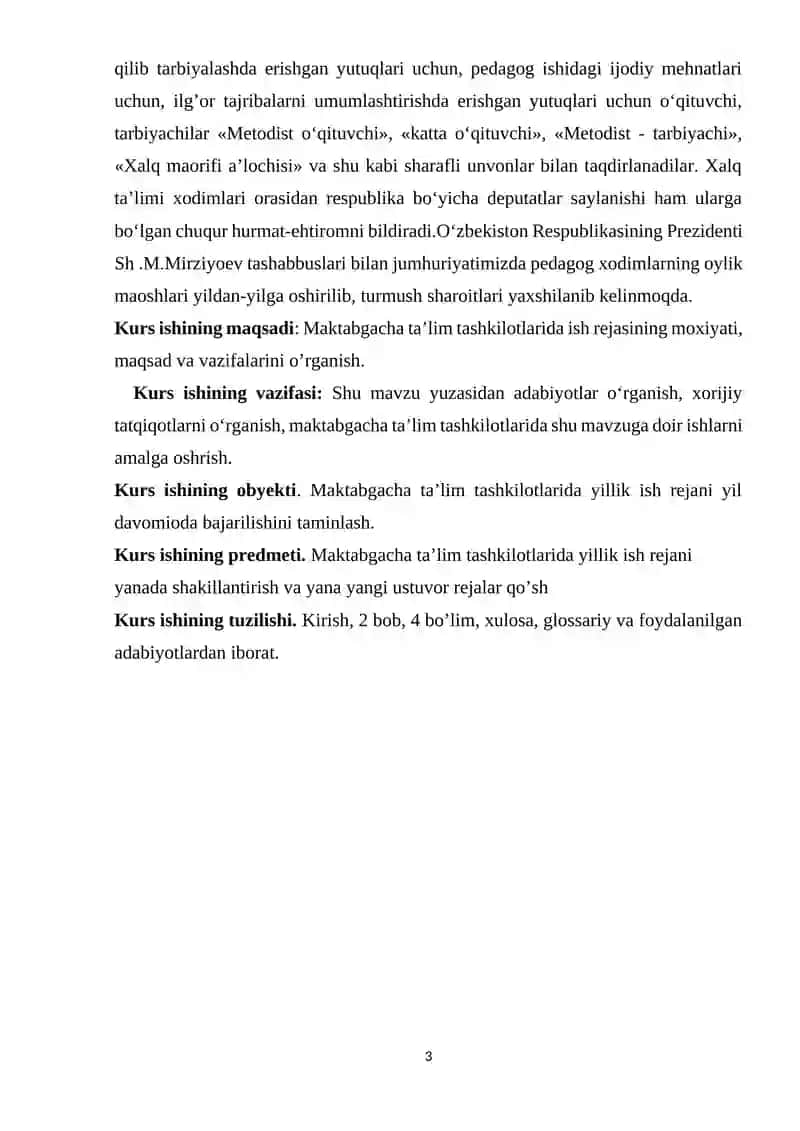 MAKTABGACHA TA'LIM TASHKILOTI YILLIK ISH REJASI VA UNING YURITILISHI 3