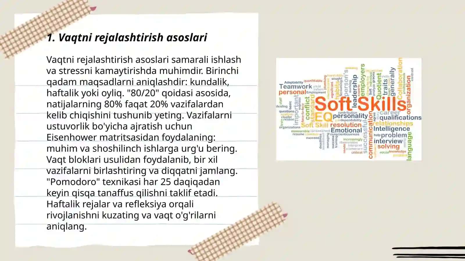 Vaqtni boshqarish (time management) ko’nikmasi va rivojlantirish yo’llari 3