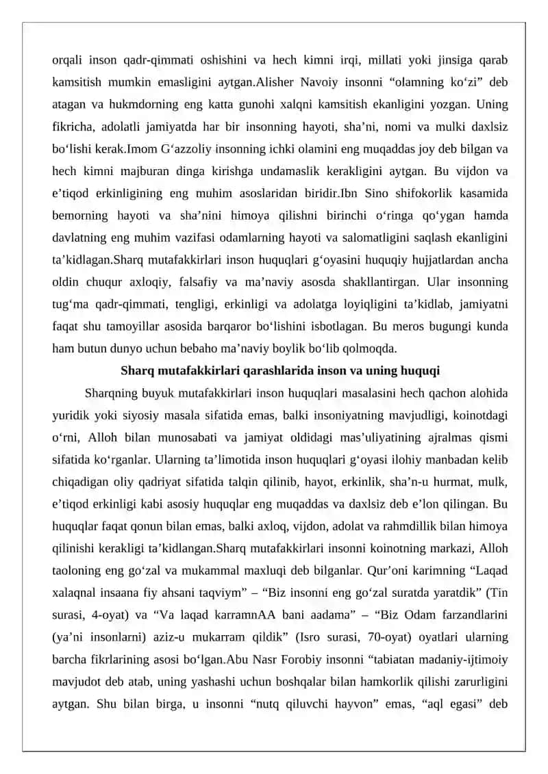 Sharq mutafakkirlari ta’limotida inson huquqlari g‘oyasi 3