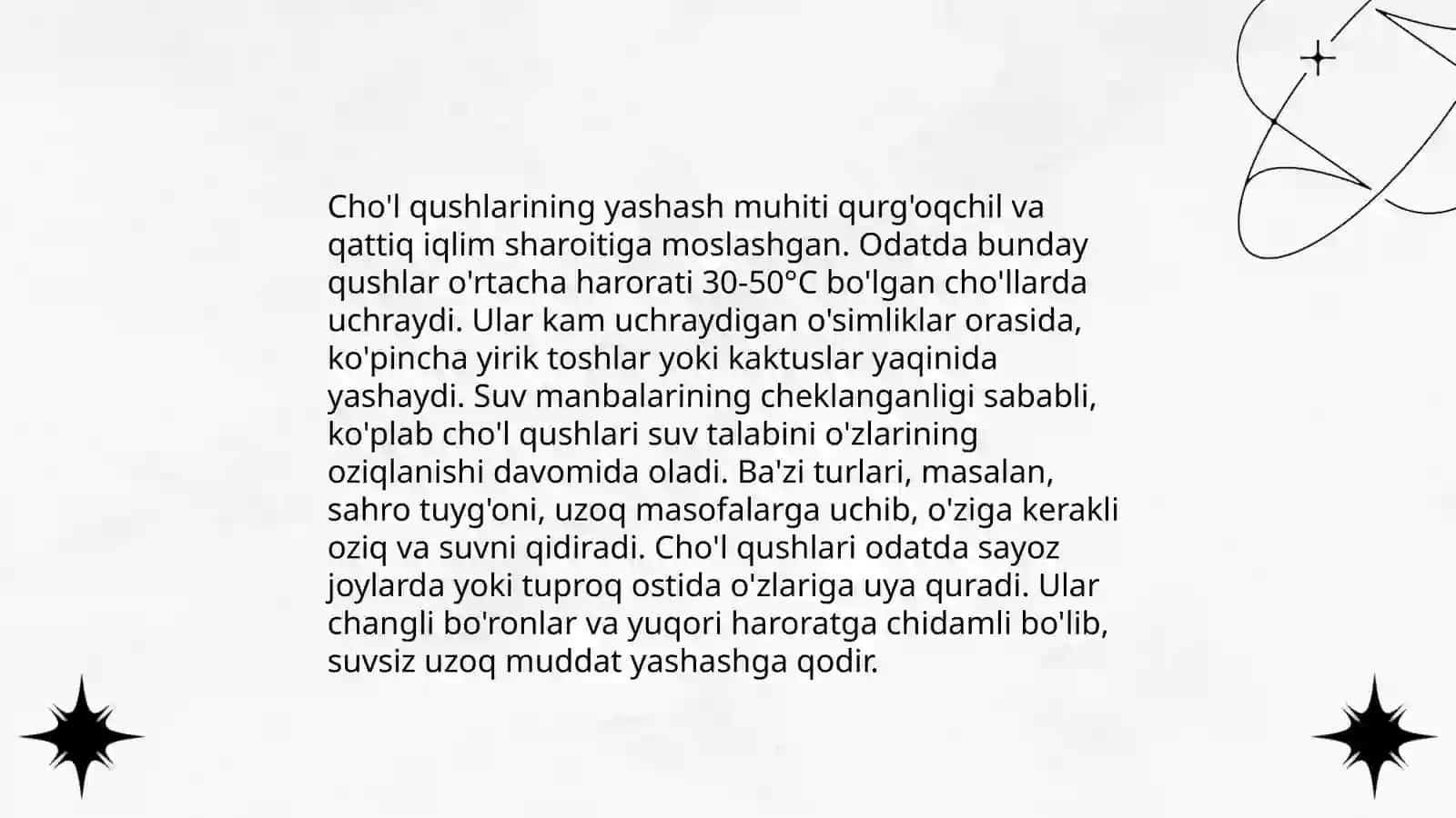 Cho'l qushlarning yashash muhiti 3