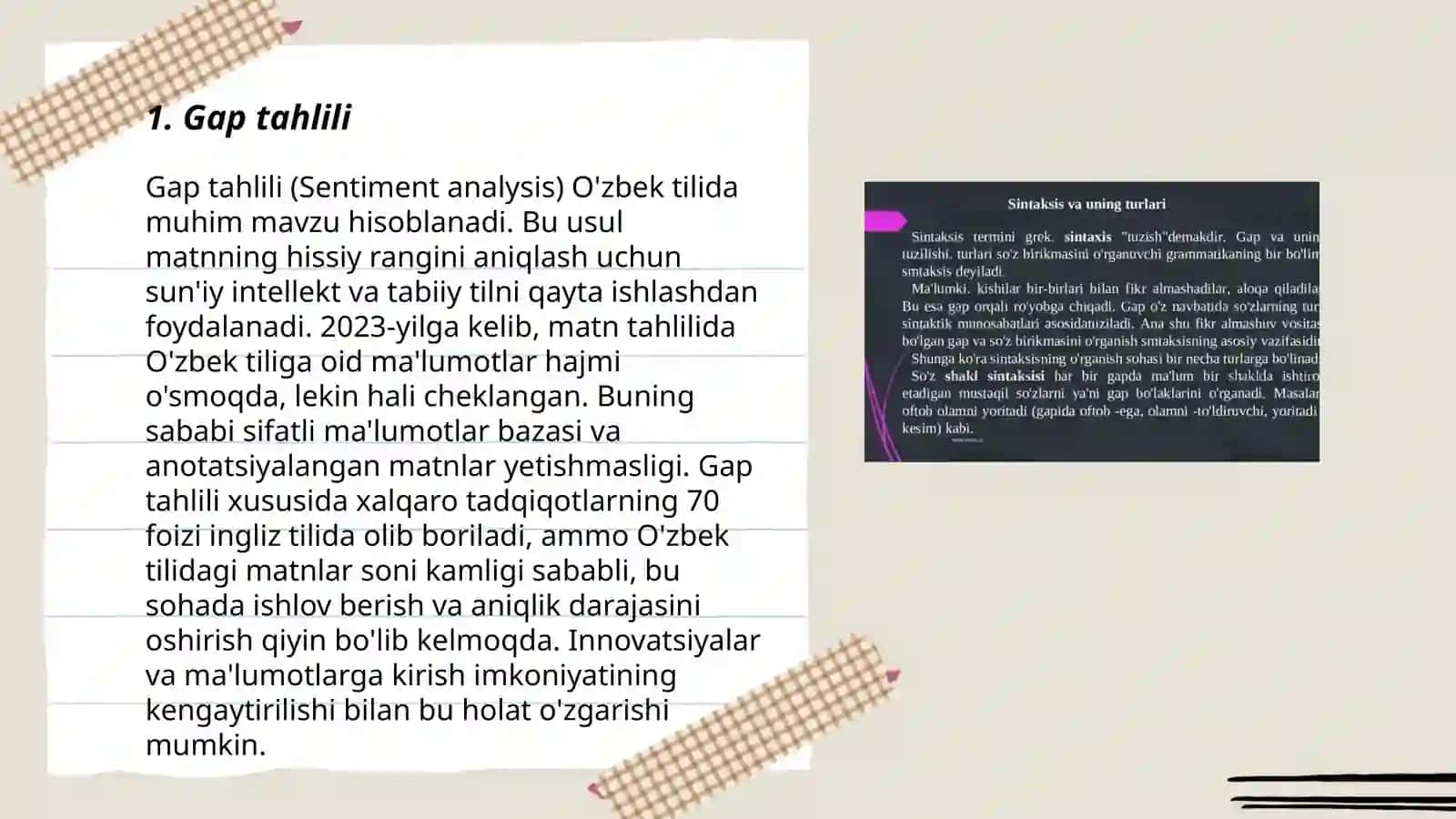 Gapning aktual boʻlinishi. Sintaktik inversiya 3