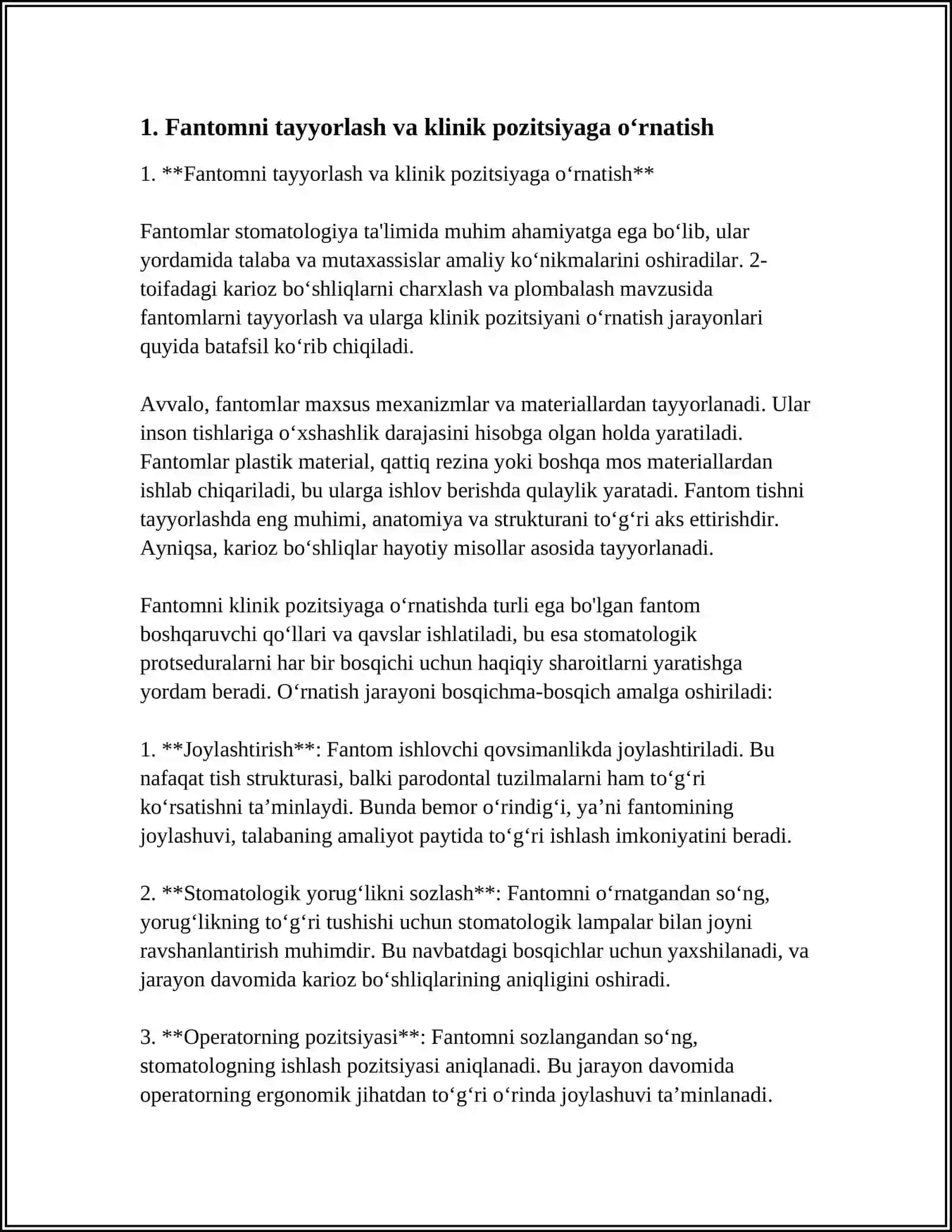 FANTOMLARDA 2 SINF KARIOZ BOSHLIQLARINI CHARXLASH VA PLOMBALASH 3