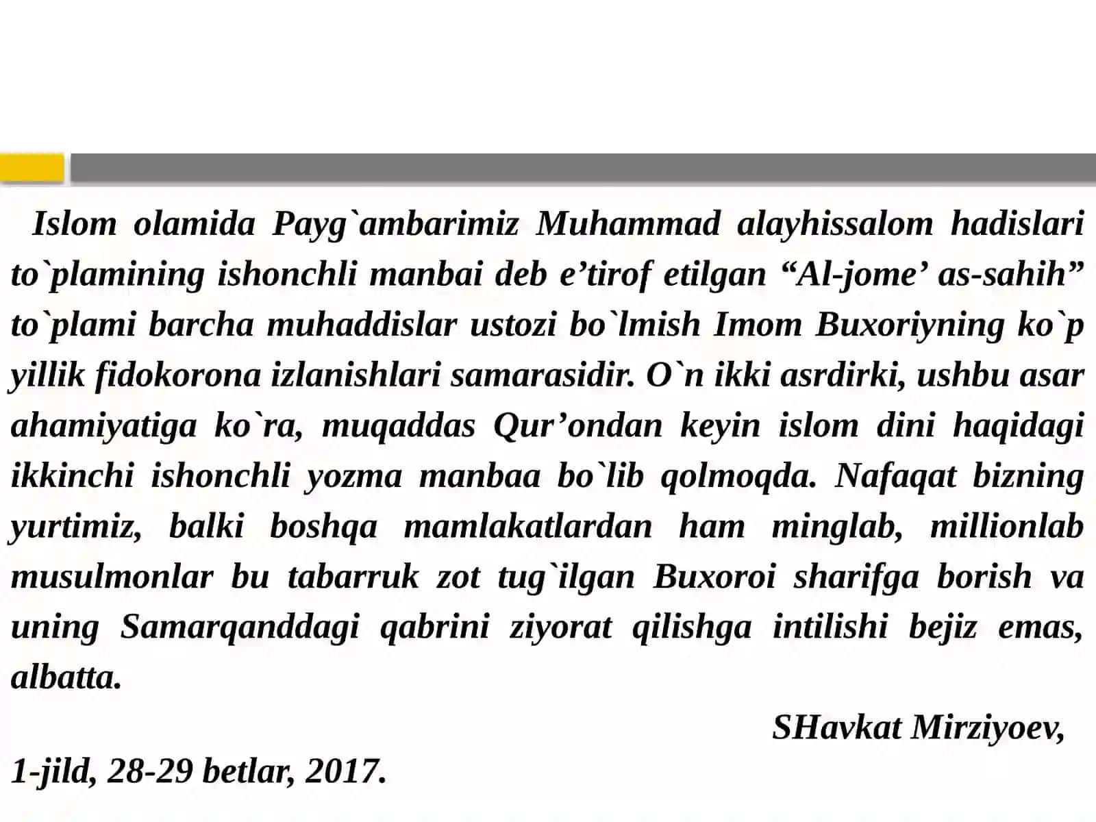 Islomga oid Hadislar to'plami 3
