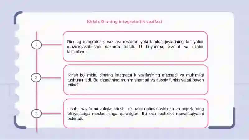Dinning integratorlik vazifasi 3
