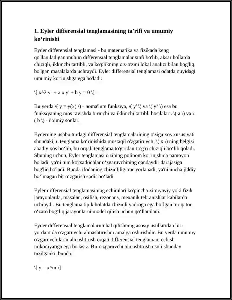 EYLER DIFFERENSIAL TENGLAMASI 3
