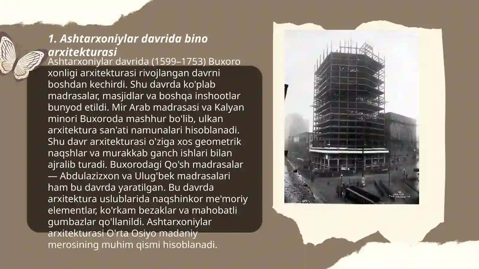Ashtarxoniylar davrida binokorlik va ilm-fan 3