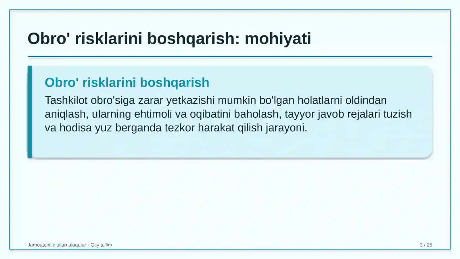 Maishiy texnika ta'mirlash ustaxonalarida obro' risklarini boshqarish 3