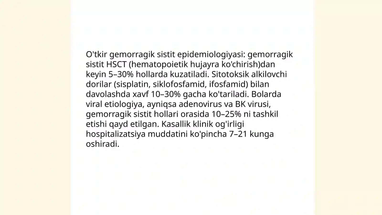O'tkir gemorragik sistitning epidemiologiyasi 3