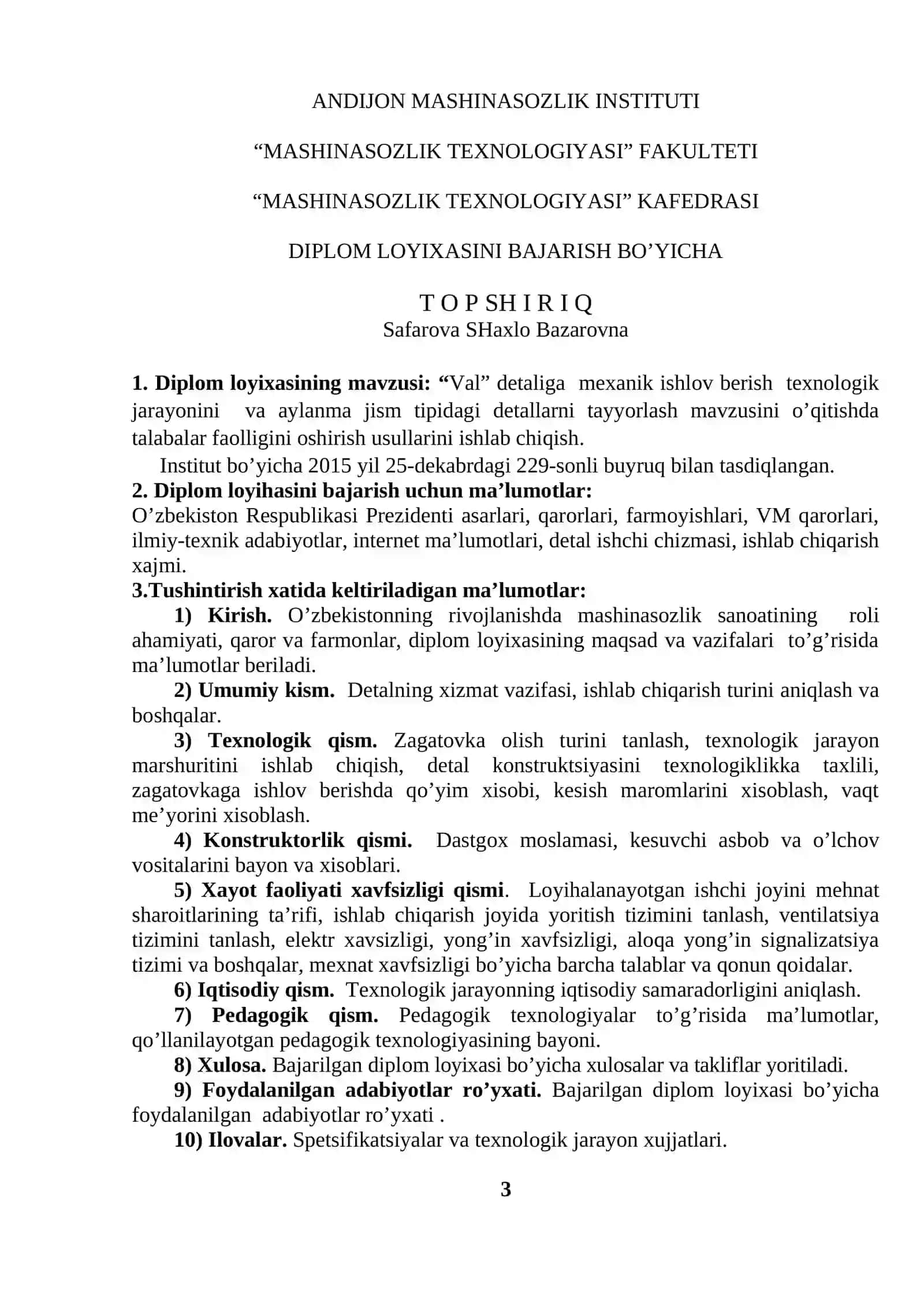 «Mashinasozlik texnologiyasi» 3