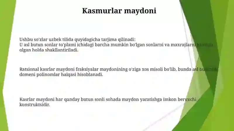 Ratsional kasrlar maydoni 3