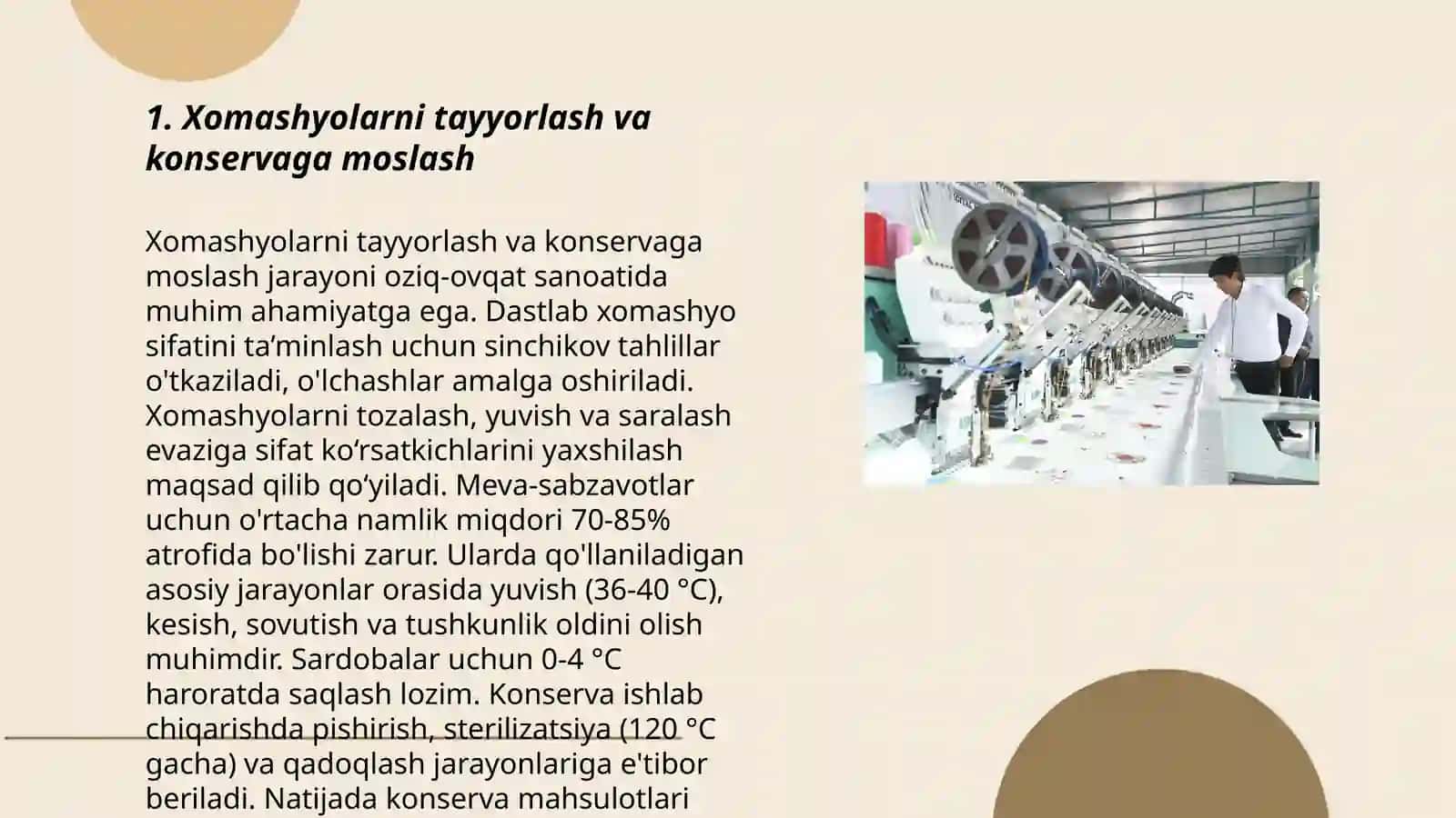 Konserva Mahsulotlarini Organoleptik va Kimyoviy O'zgarishlar 3