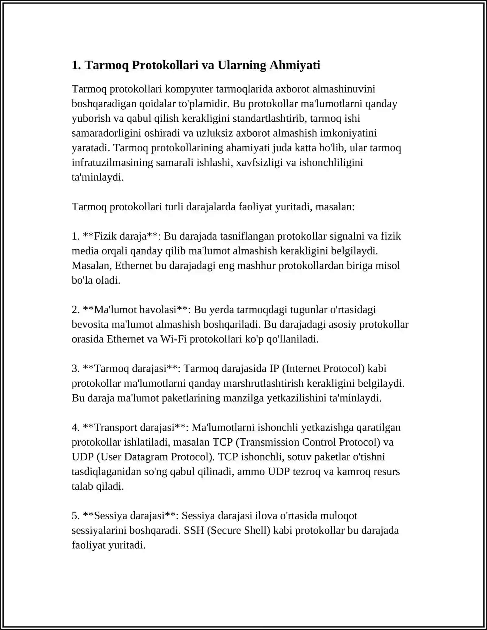 TSP/IP PROTOKOLLARI VA ADRESLAR. INTERNETNING QIDIRISH TIZIMI VA UNDAN FOYDALANISH 3