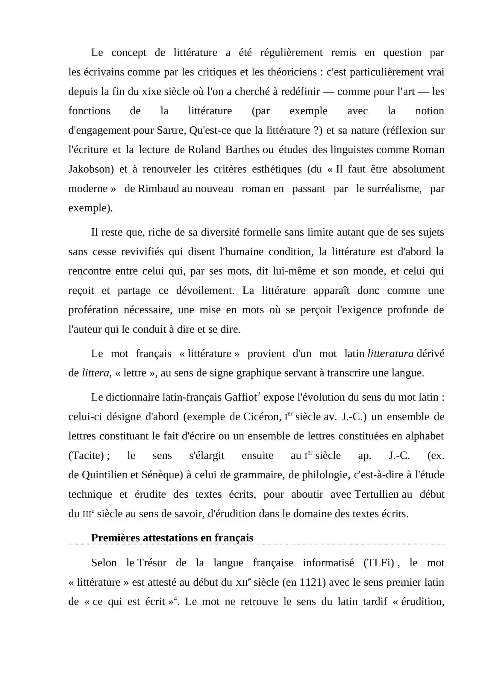 La place de la littérature de Renaissance de la littérature française 3