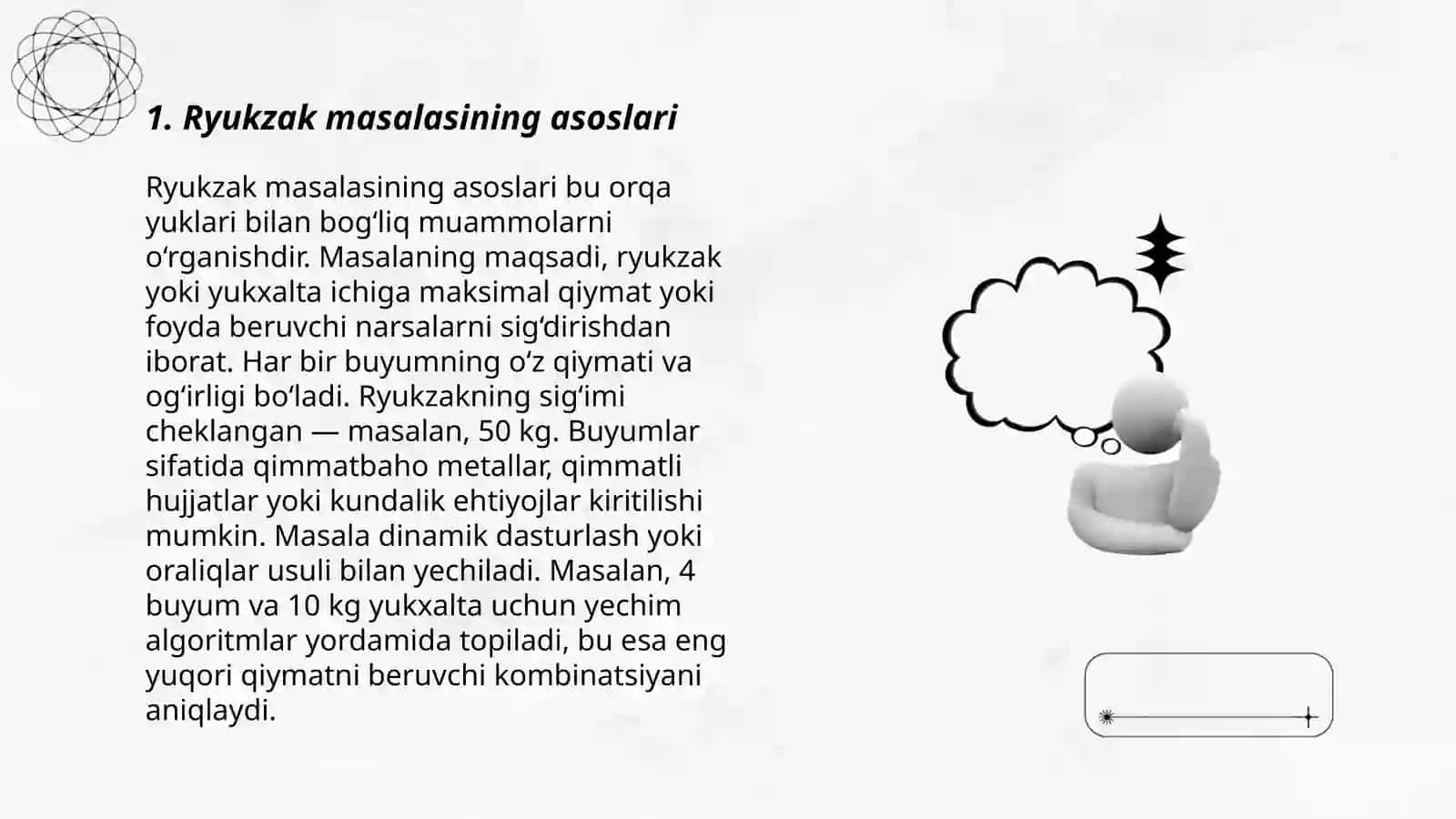 Ryukzak masalasi 3