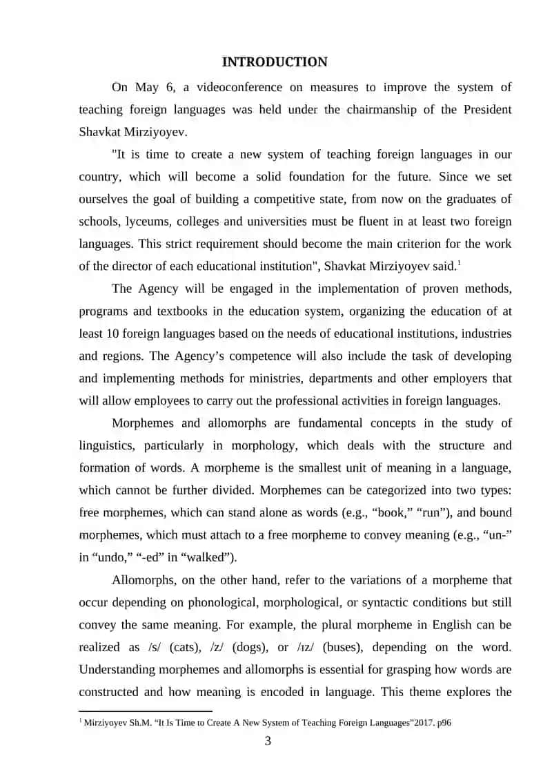Course Paper on Morphemes and Allomorphemes 3