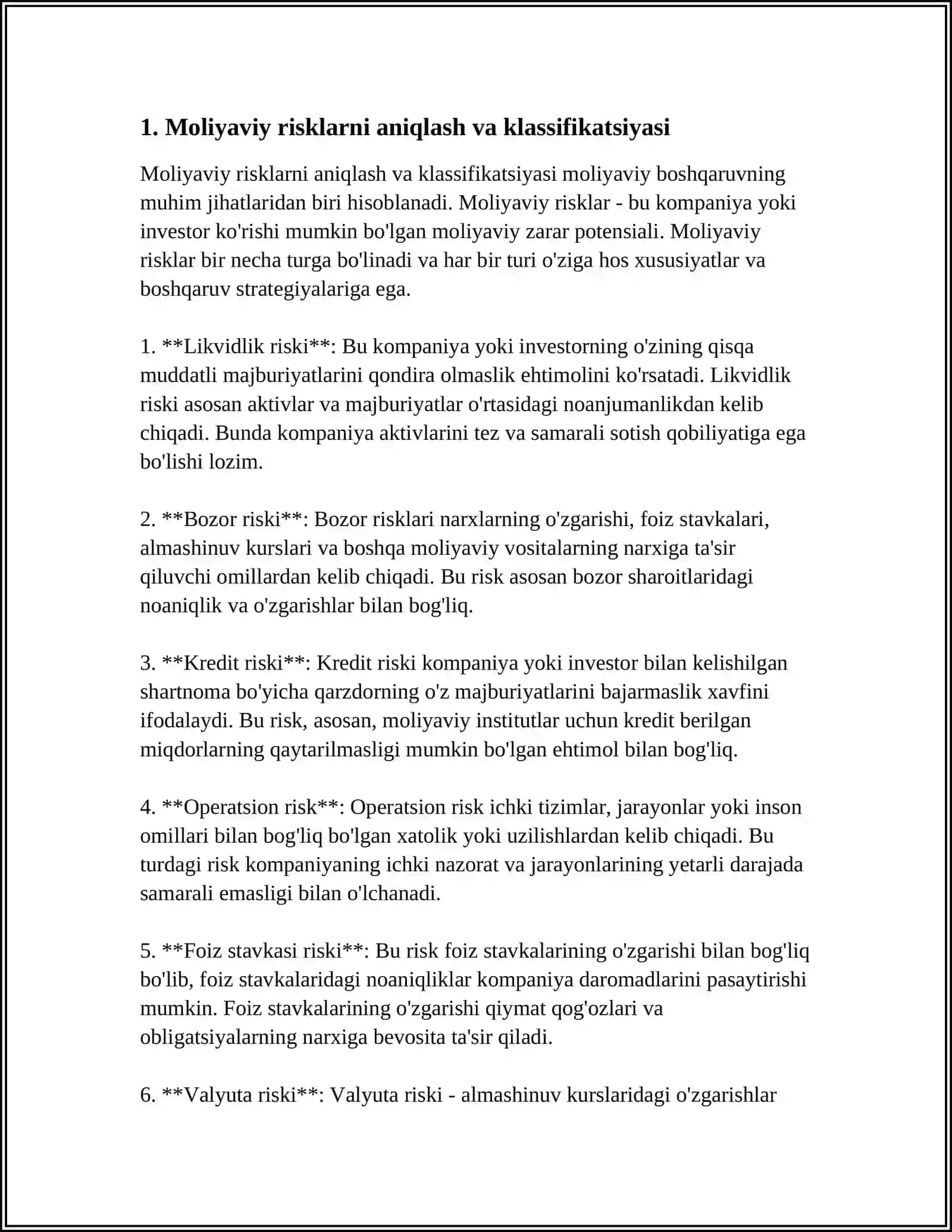 MOLIYAVIY RISKLARNI BOSHQARISH 3