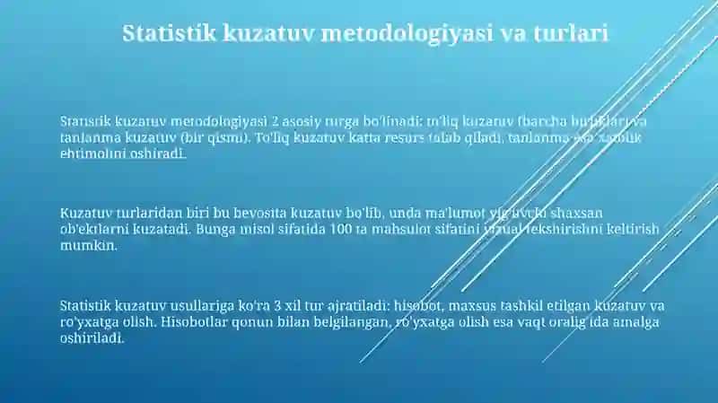Statistik kuzatuv metodologiyasi 3