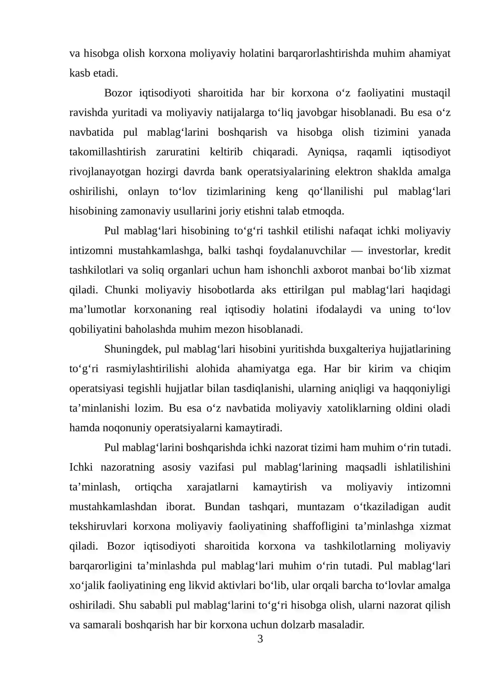 PUL MABLAG’LARI HISOBINING VAZIFALARI 3