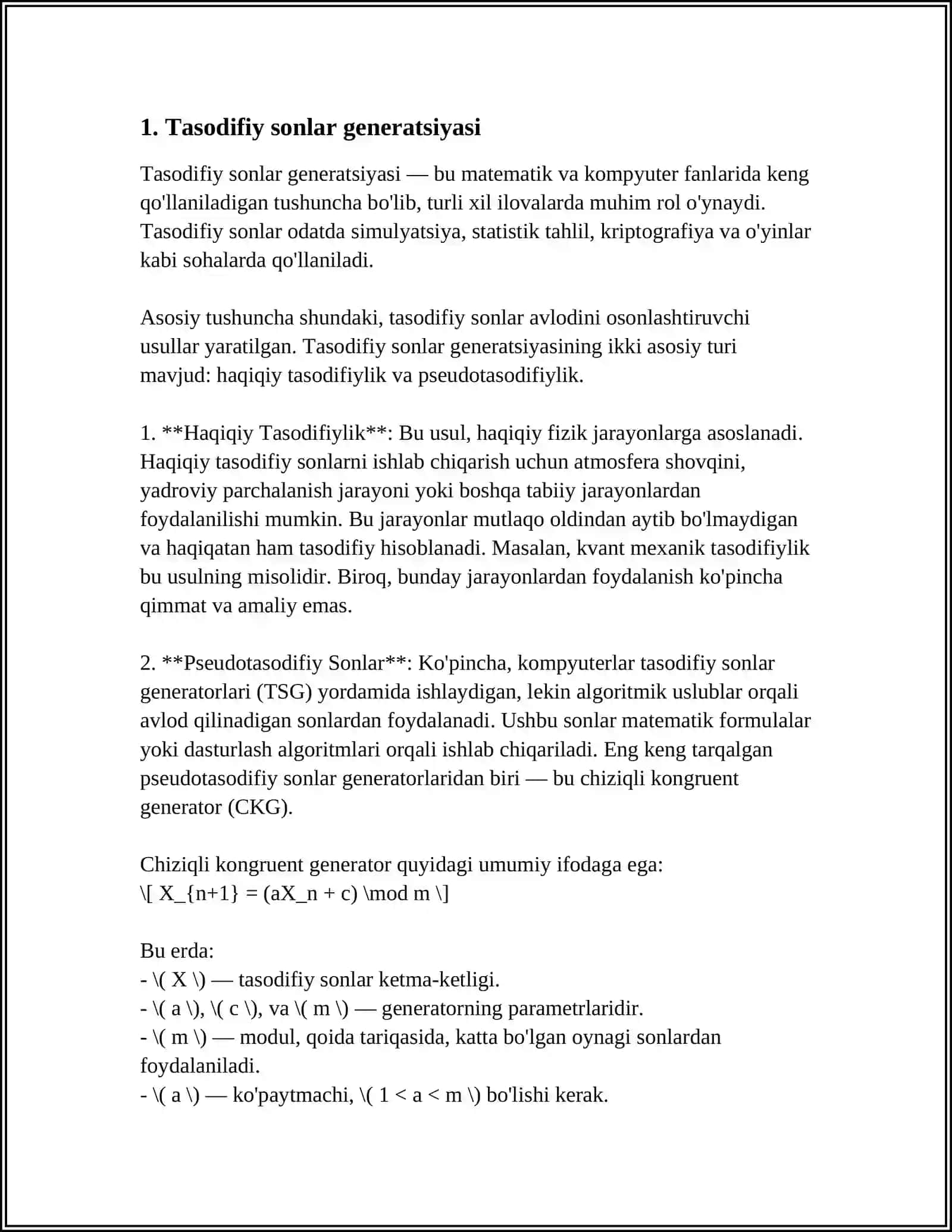 TASODIFIY SONLAR GENERATSIYASI 3