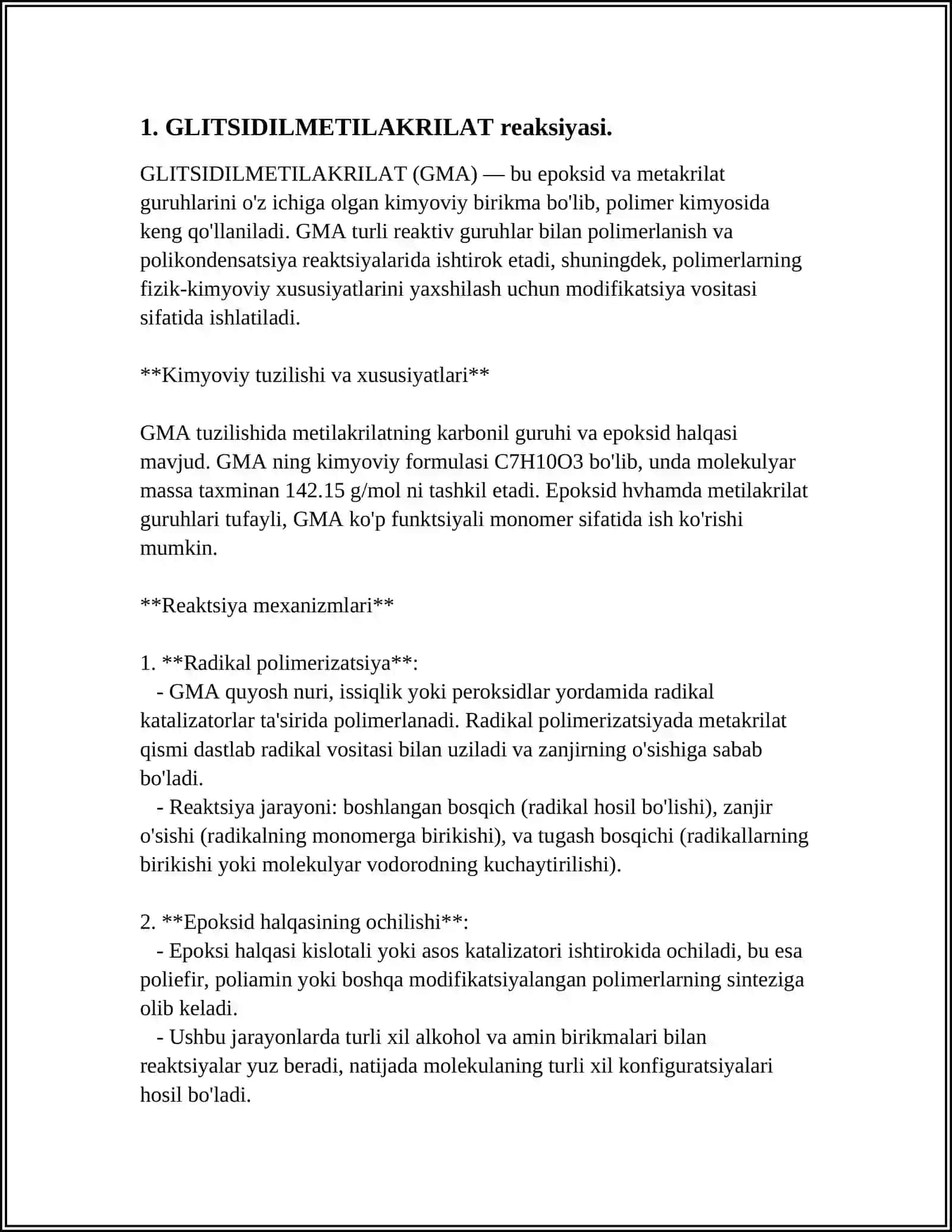 GLITSIDILMETILAKRILAT YORDAMIDA SOPOLIMER MAHSULOTLAR 3