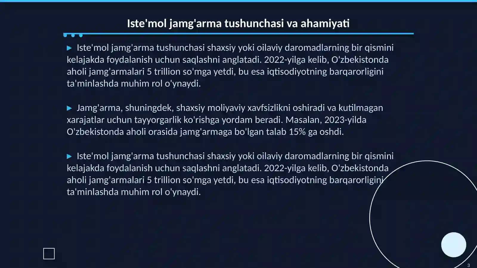 Iste'mol jamg'arma va investitsiyalar 3