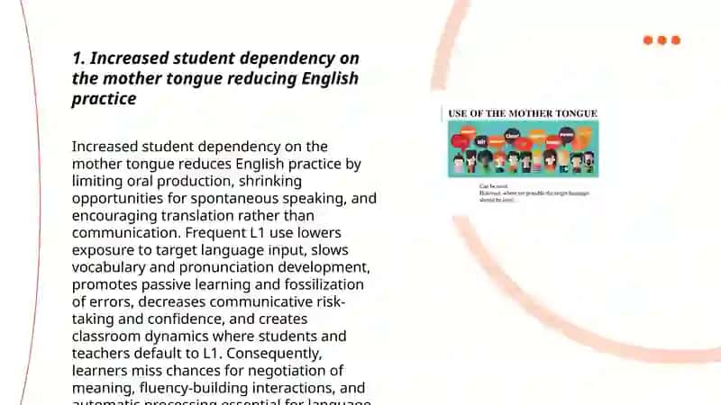 Some difficulties of using the mother tongue in the English class 3
