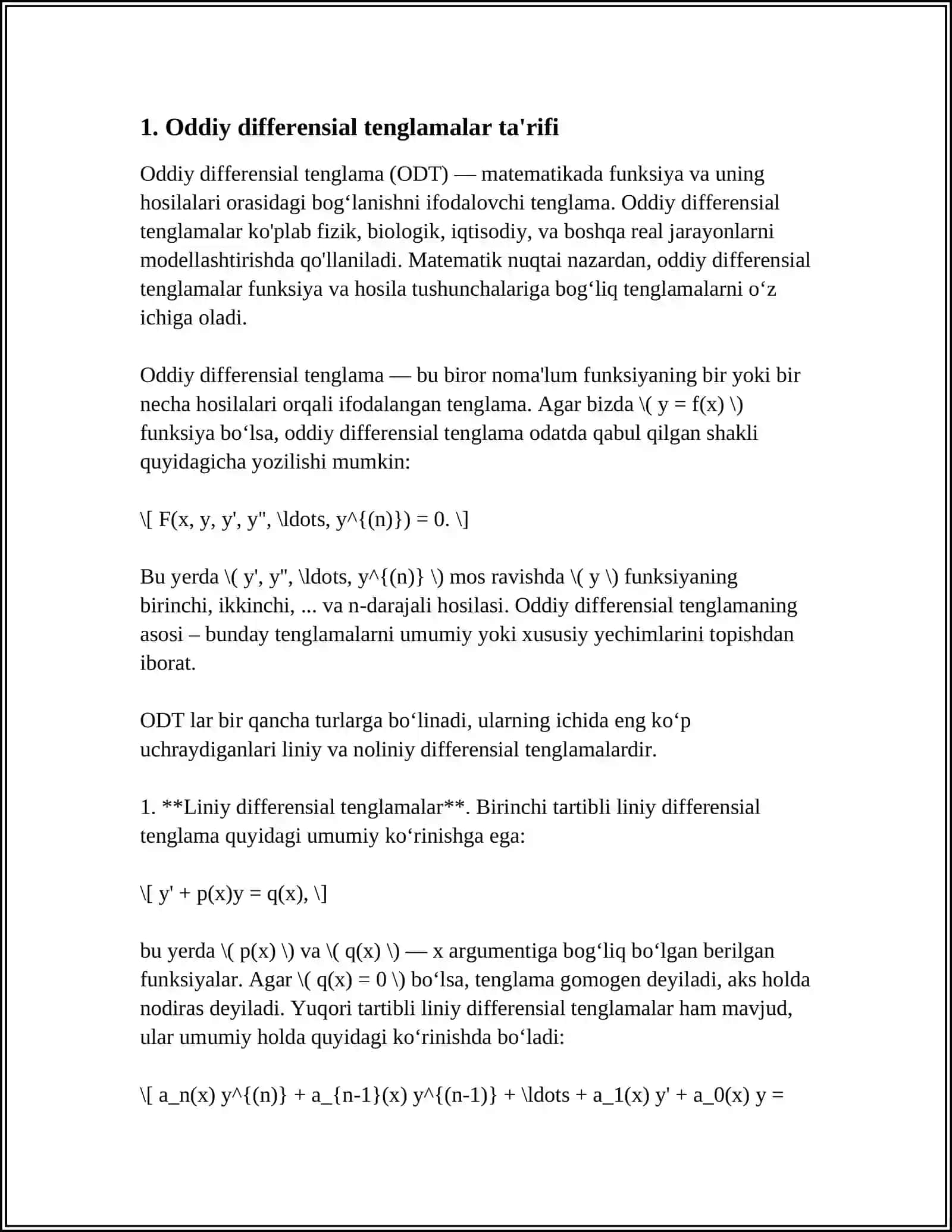 Oddiy differensial tenglamalar 3