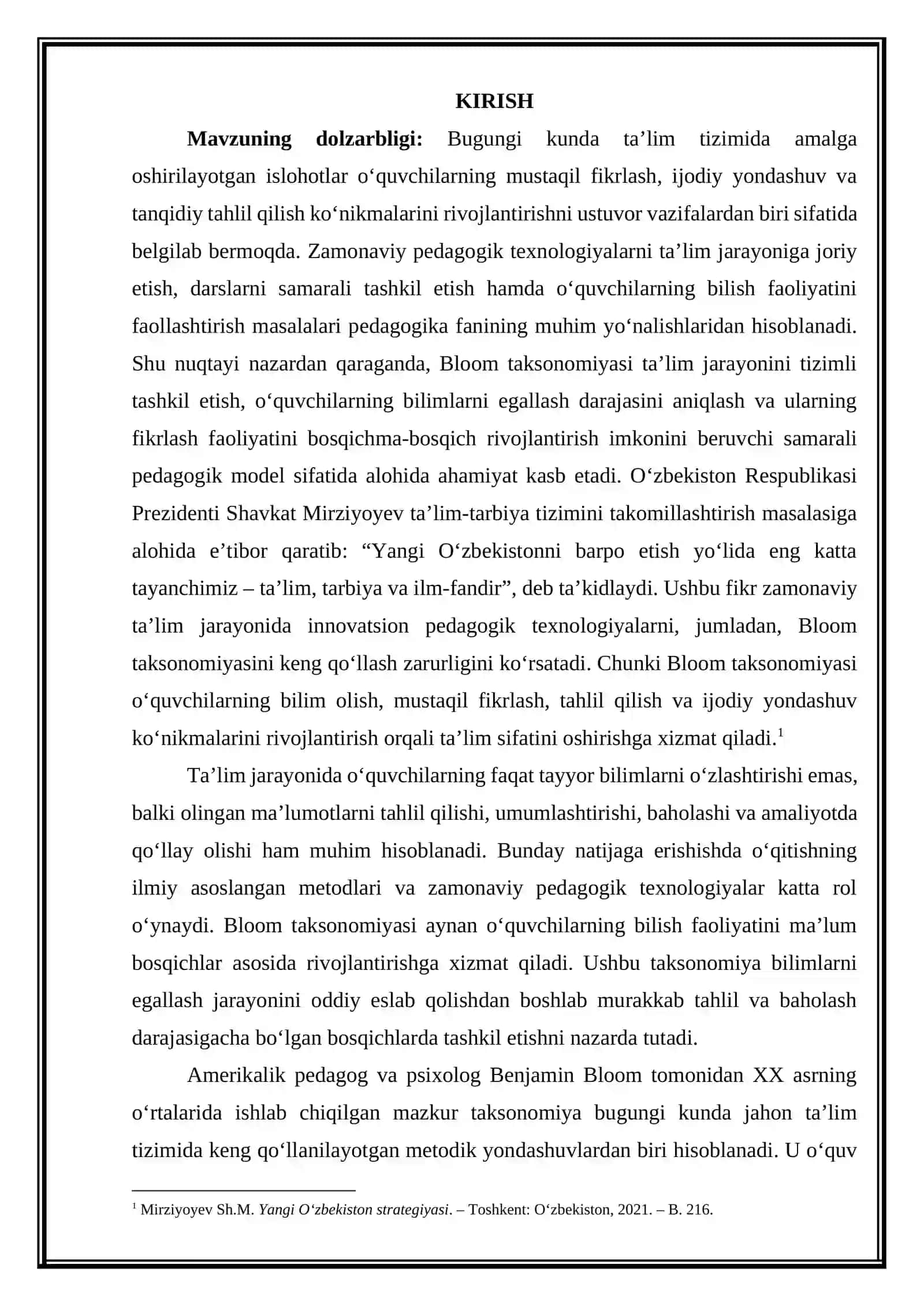 Blum taksonomiyasi va uning adabiyot o‘qitishdagi ahamiyati. 3