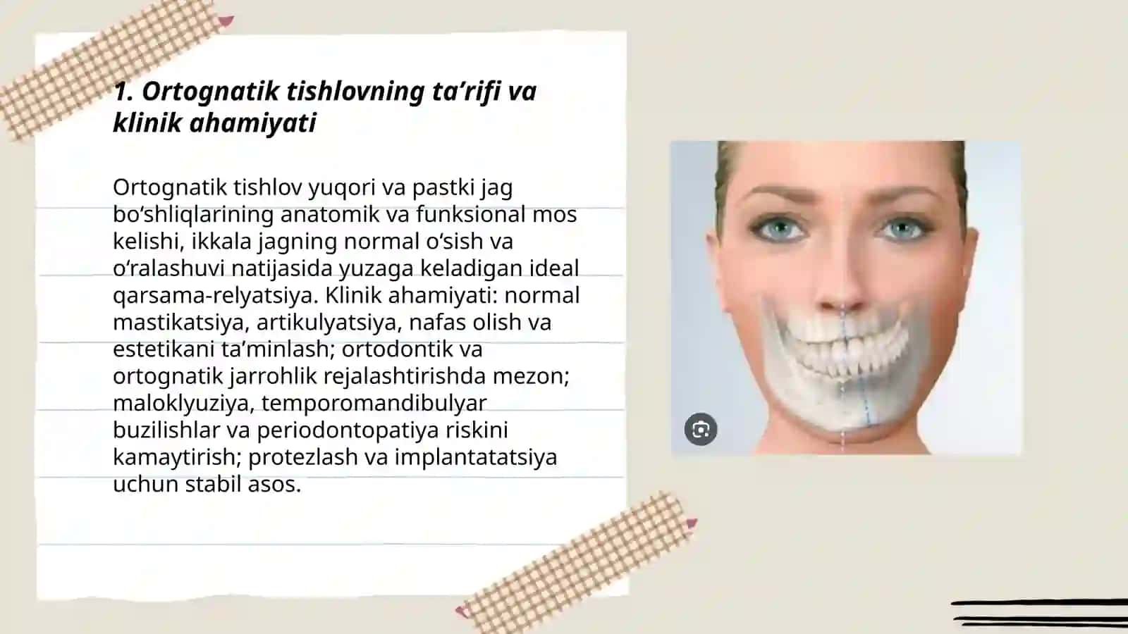 Ortognatik tishlovning taʼrifi va klinik ahamiyati 3