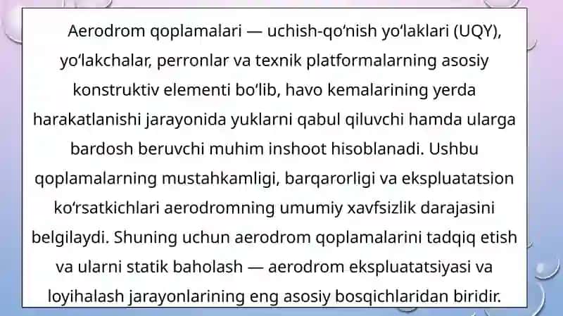 Aerodrom qoplamalari konstruksiyalarini tadqiq etish natijalarini statik baholash 3