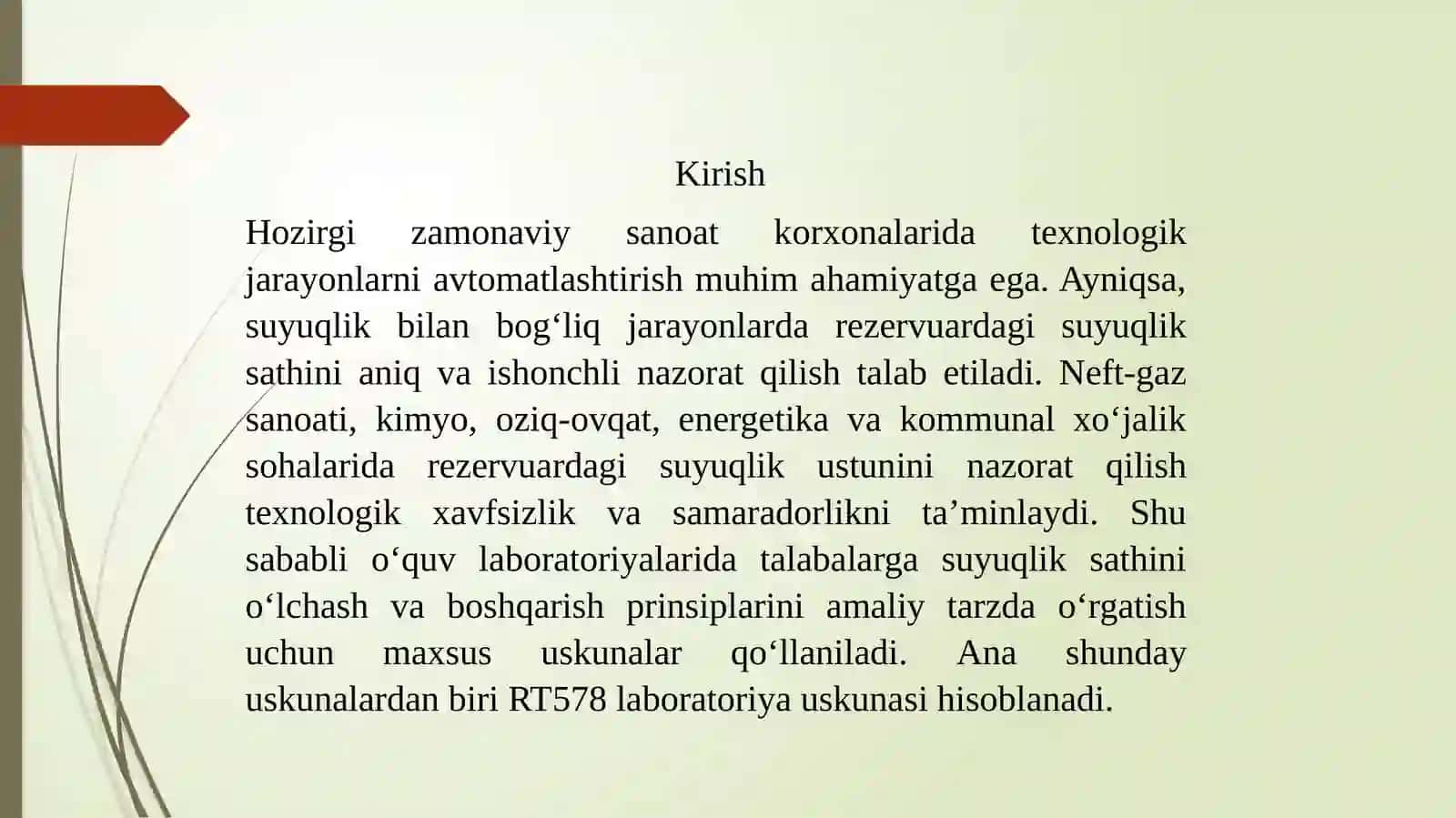 RT578 uskunasidagi rezervuardagi ustunni nazorat qilish 3