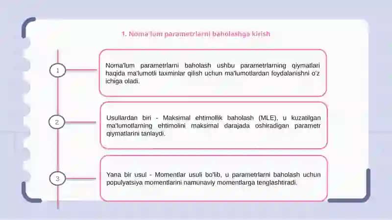 Noma'lum parametrlarni baholash usullari 3
