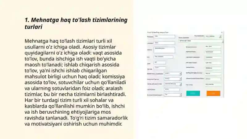 Mehnatga haq to'lash tizimi va shakllari 3