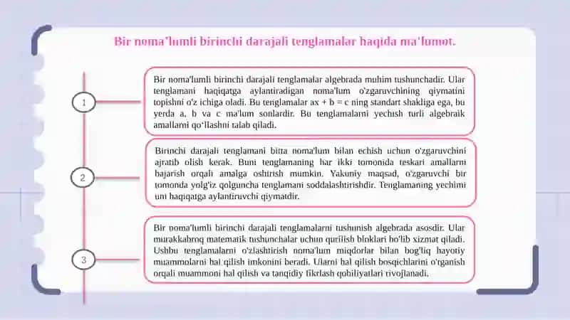 Bir noma’lumli birinchi darajali tenglamalar 3