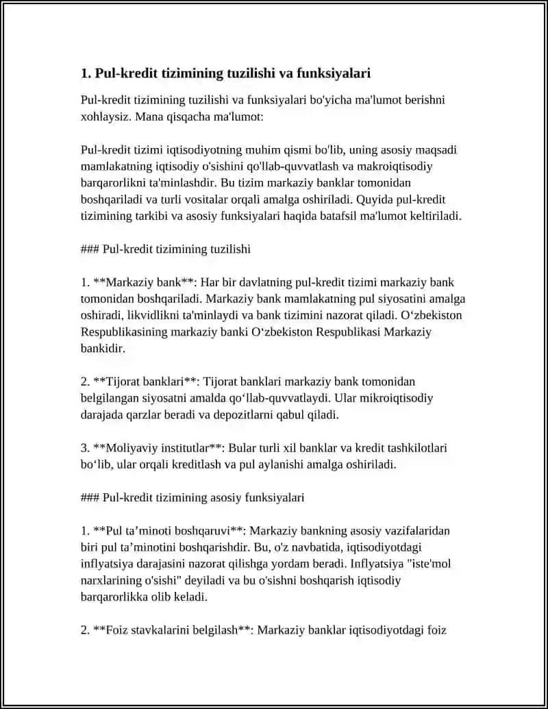 PUL KREDIT TIZIMI BANKLAR VA ULARNING BOZOR IQTISODIYOTDAGI ROLI 3