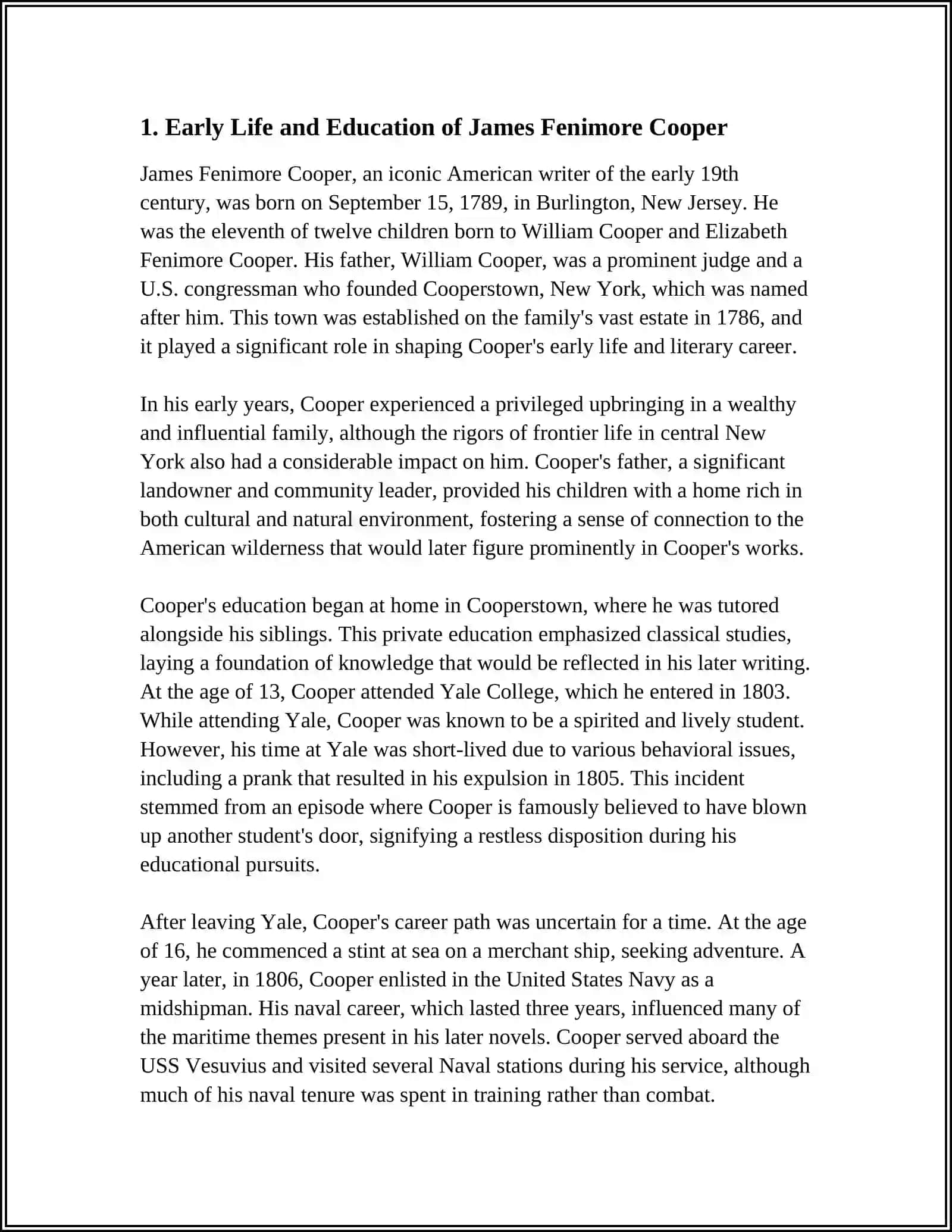 REFERAT Theme: JAMES FENIMORE COOPER (1789-1851) 3
