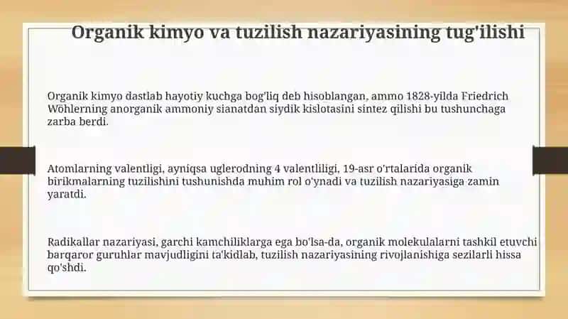 Organik kimyo va tuzilish nazariyasi 3