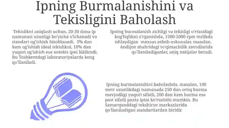 Paxta ipining sifatini baxolash Standart bo'yicha 3