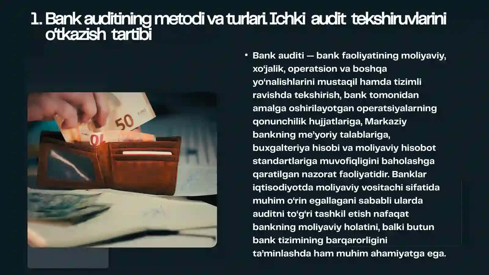 Bank auditining tashkil qilinishi va turlari 3