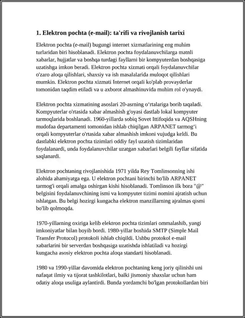 INTERNET VA INTERNET XIZMATLARI.ELEKTRON POCHTA XIZMATLARI 3