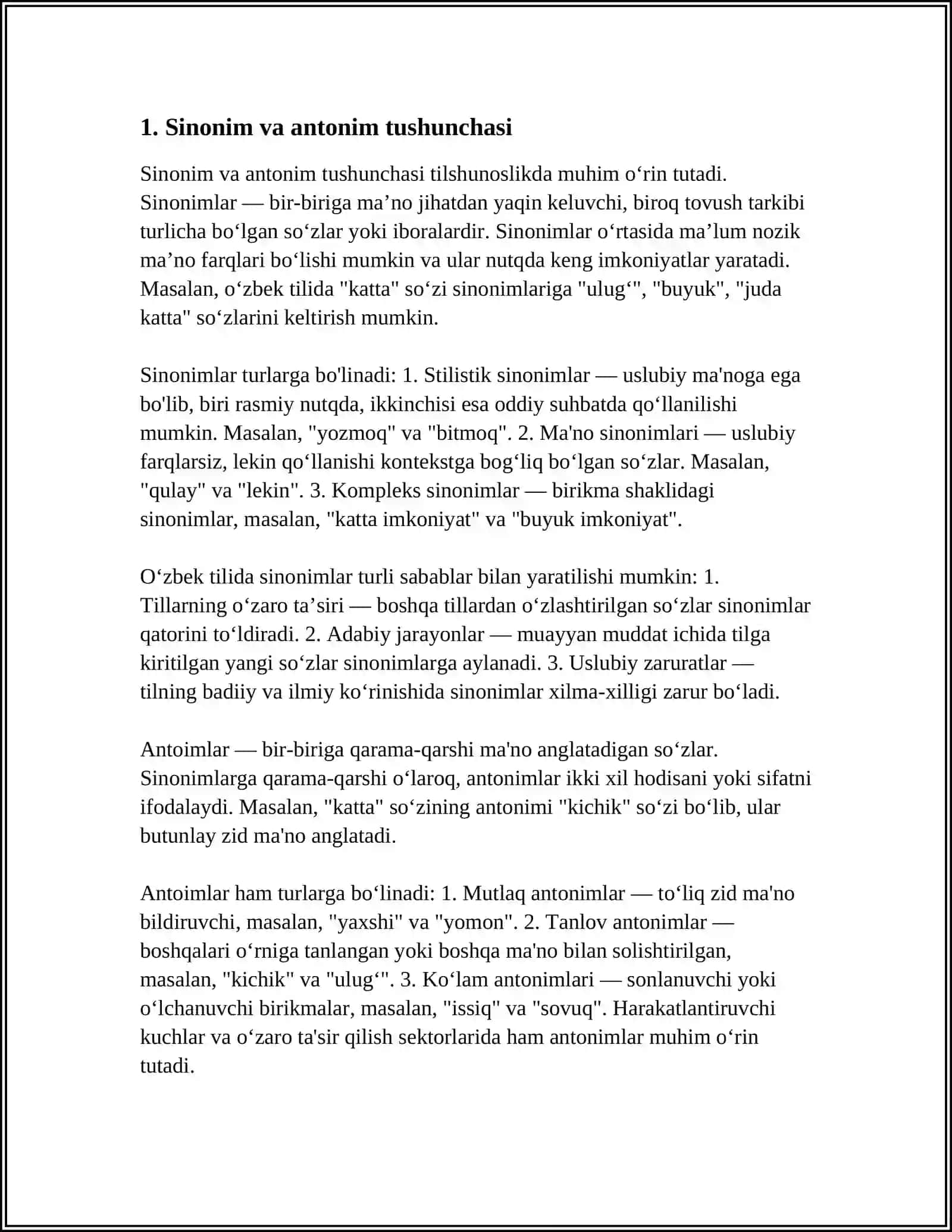 KOREYS TILIDA SINONIMLAR VA ANTONIMLAR TAHLILI 3