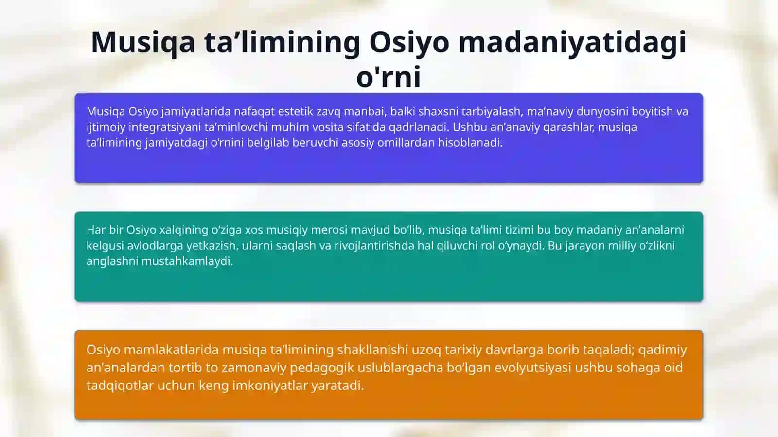 Osiyo mamlakatlarida musiqa taʼlimi tizimi 3