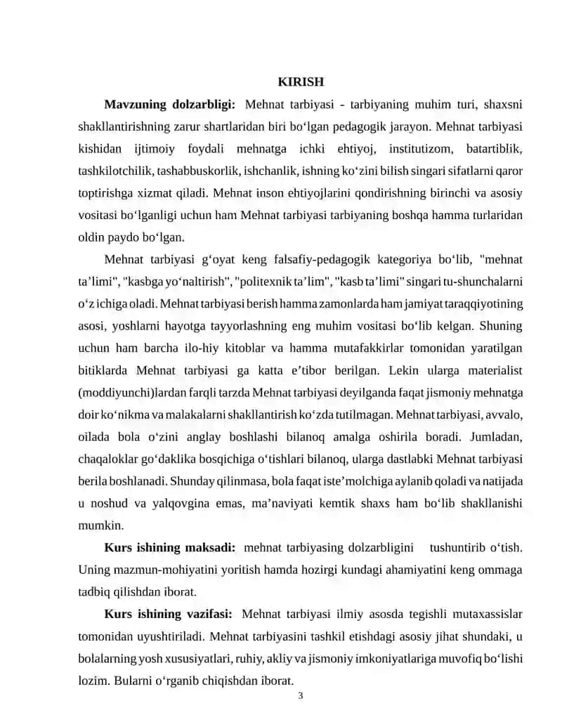 Mehnat Tarbiyasi Kurs Ishi 3