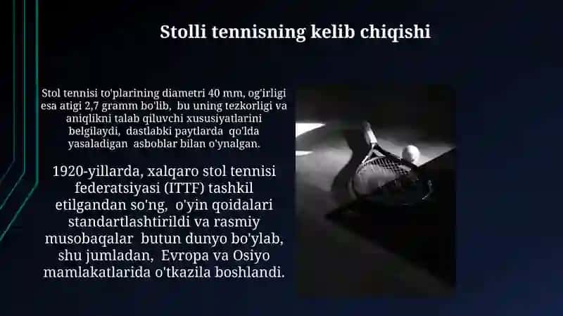 Stol tennis va badminton kelib chiqishi va tarixi 3